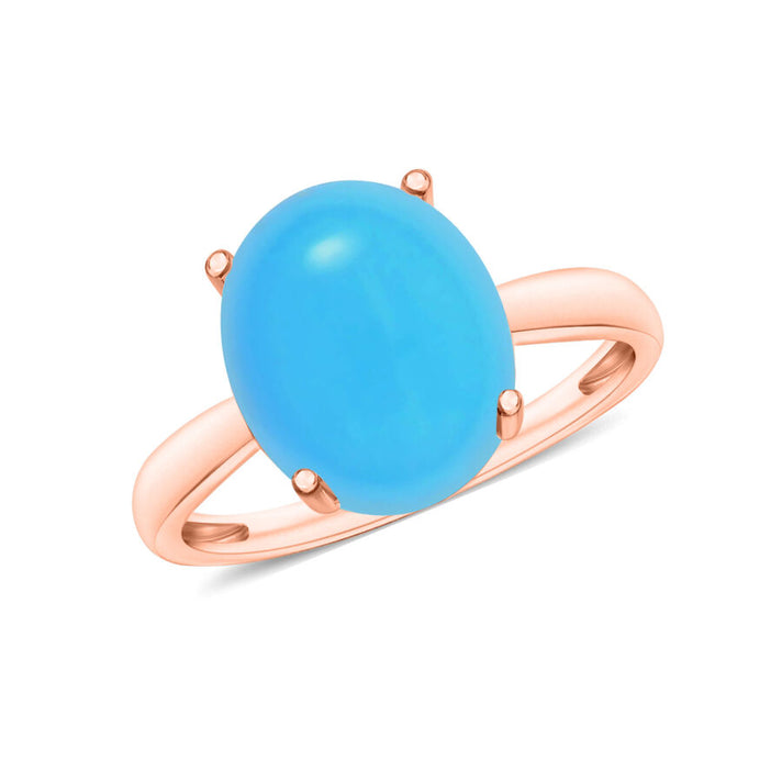 18K Rose Gold   Sleeping Beauty Turquoise  Solitaire Ring 4.50 ct,  Gold Wt. 5.5 Gms  4.500  Ct. 8003869 1