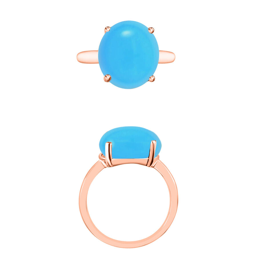 18K Rose Gold   Sleeping Beauty Turquoise  Solitaire Ring 4.50 ct,  Gold Wt. 5.5 Gms  4.500  Ct. 8003869 3
