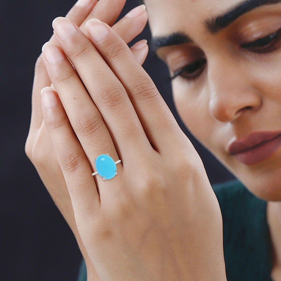 14K W Gold   Sleeping Beauty Turquoise  Solitaire Ring 7.00 ct,  Gold Wt. 4 Gms  7.000  Ct. 8003954 1