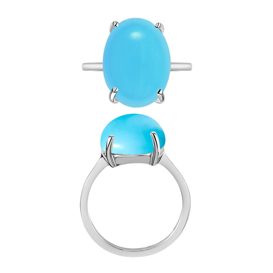 14K W Gold   Sleeping Beauty Turquoise  Solitaire Ring 7.00 ct,  Gold Wt. 4 Gms  7.000  Ct. 8003954 3