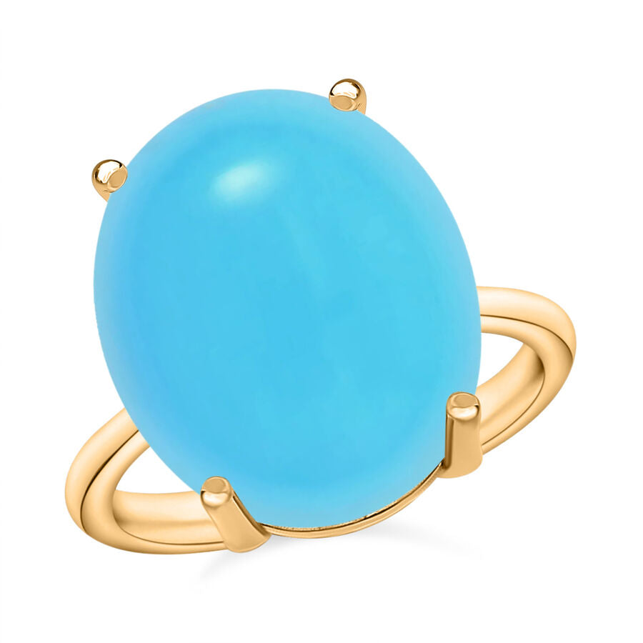 14K Yellow Gold   Sleeping Beauty Turquoise  Solitaire Ring 7.00 ct,  Gold Wt. 4 Gms  7.000  Ct. 8003971 0