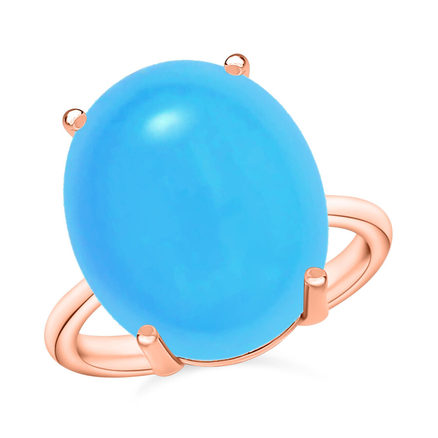 18K Rose Gold   Sleeping Beauty Turquoise  Solitaire Ring 7.00 ct,  Gold Wt. 4 Gms  7.000  Ct. 8004039 0