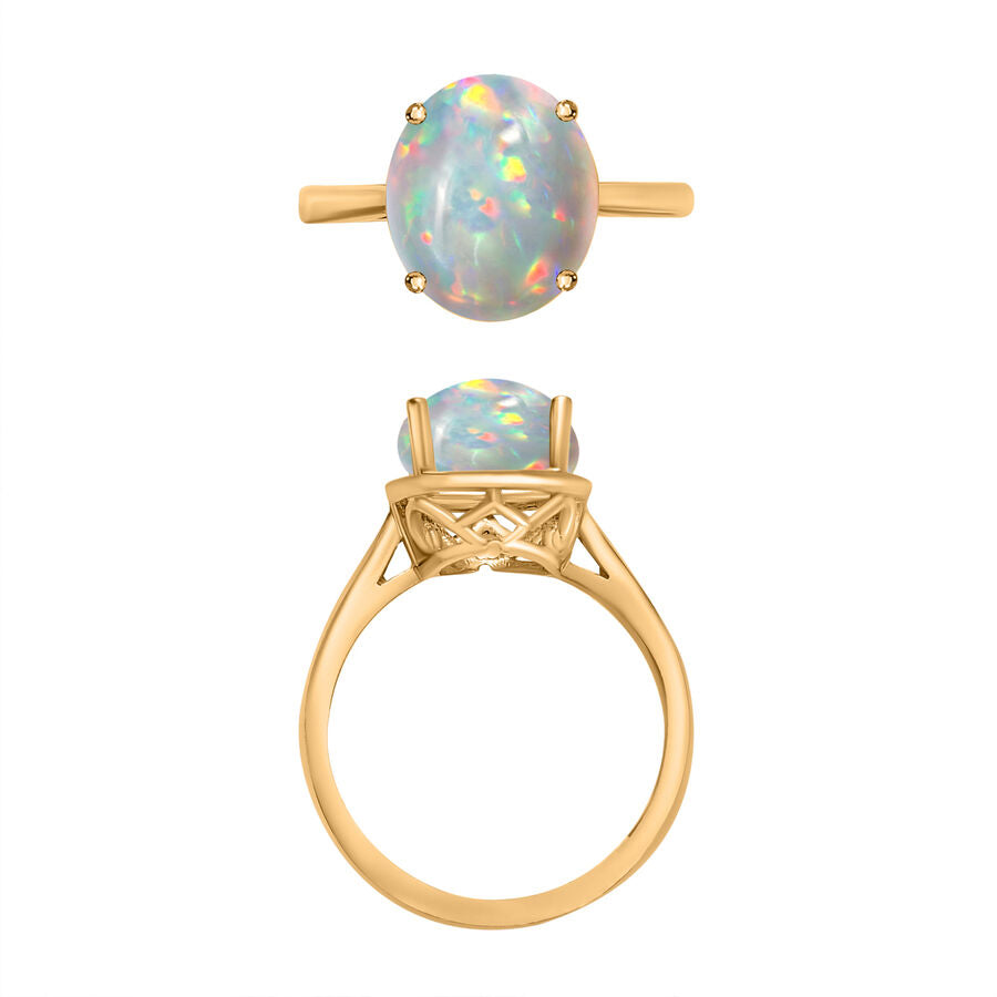 AA  Ethiopian Opal  Solitaire Ring in Vermeil YG Sterling Silver 1.80 ct  1.800  Ct. 8004090 3