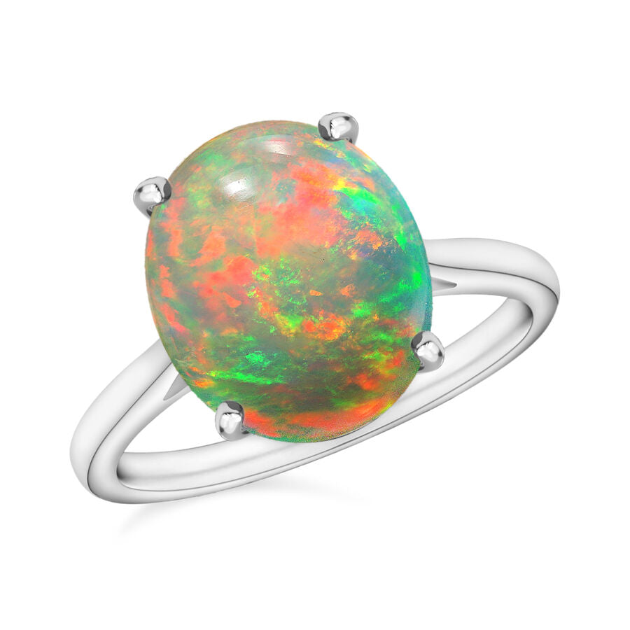 18K W Gold  AAA   Ethiopian Opal  Solitaire Ring 1.80 ct,  Gold Wt. 4 Gms  1.800  Ct. 8004175 0