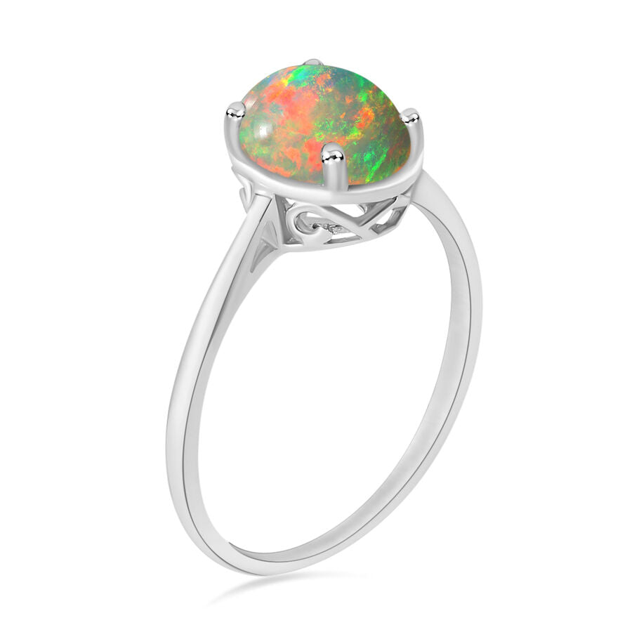 18K W Gold  AAA   Ethiopian Opal  Solitaire Ring 1.80 ct,  Gold Wt. 4 Gms  1.800  Ct. 8004175 2