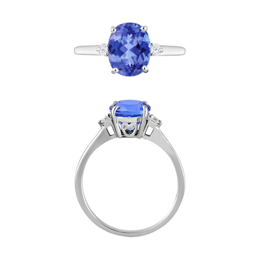 14K W Gold  AA   Tanzanite ,  White Diamond  I1-I2 Main Stone With Side Stone Ring 2.10 ct,  Gold Wt. 4 Gms  2.100  Ct. 8004243 3