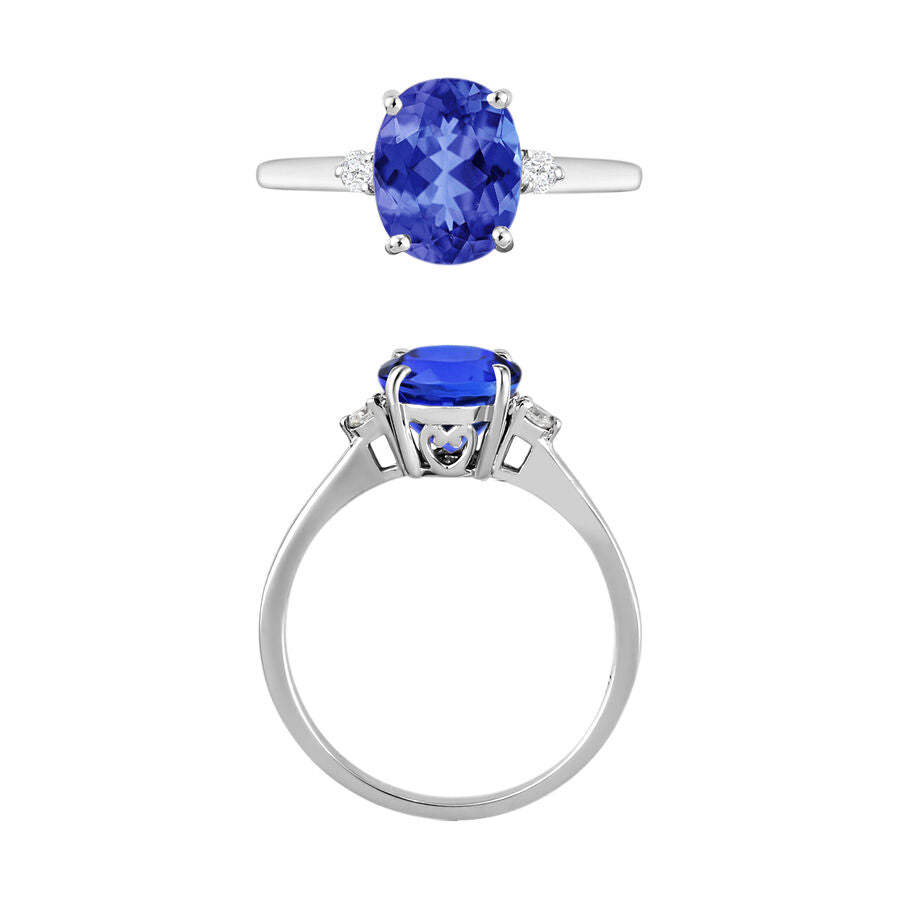 18K W Gold  AAA   Tanzanite ,  White Diamond  SI Main Stone With Side Stone Ring 2.10 ct,  Gold Wt. 4 Gms  2.100  Ct. 8004294 3