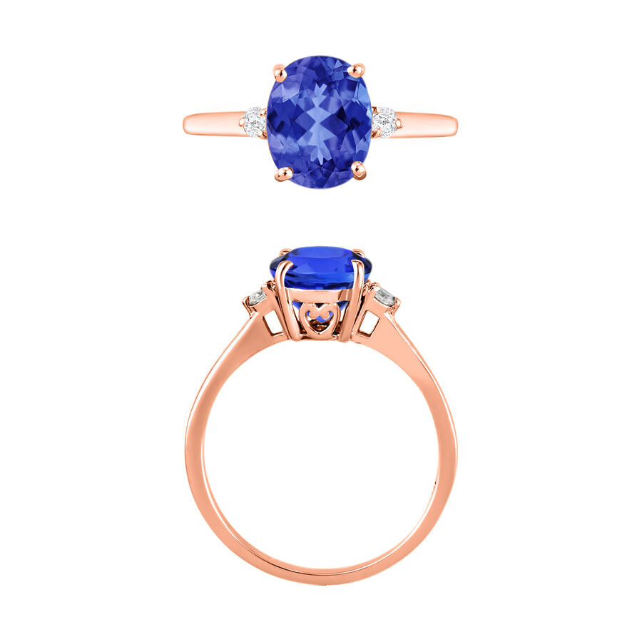 18K Rose Gold  AAA   Tanzanite ,  White Diamond  SI Main Stone With Side Stone Ring 2.10 ct,  Gold Wt. 5.5 Gms  2.100  Ct. 8004328 3