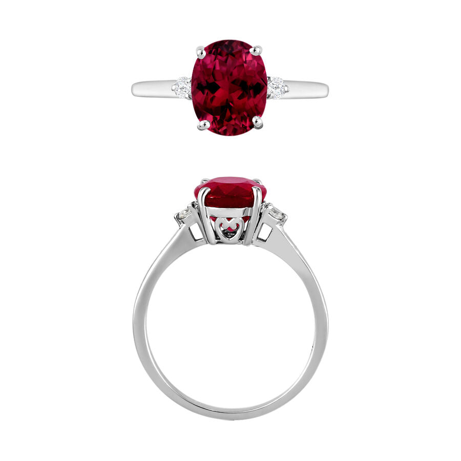 950 Platinum  AAAA  Rubellite   White Diamond  EF, VS Main Stone With Side Stone Ring 2.50 ct,  Platinum Wt. 5.5 Gms  2.162  Ct. 8004583 3