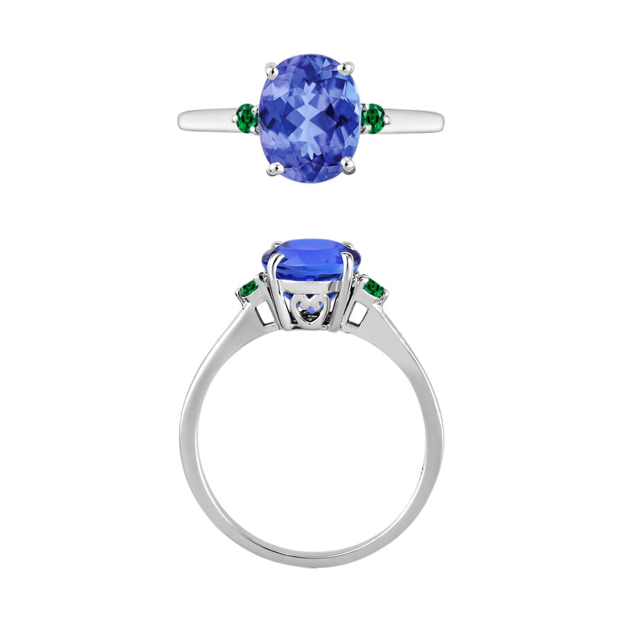 14K W Gold  AA   Tanzanite ,  Colombian Emerald  Main Stone With Side Stone Ring 2.10 ct,  Gold Wt. 4 Gms  2.100  Ct. 8005433 3