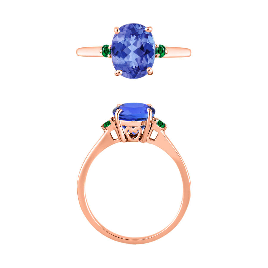 14K Rose Gold  AA   Tanzanite ,  Colombian Emerald  Main Stone With Side Stone Ring 2.10 ct,  Gold Wt. 4 Gms  2.100  Ct. 8005467 3