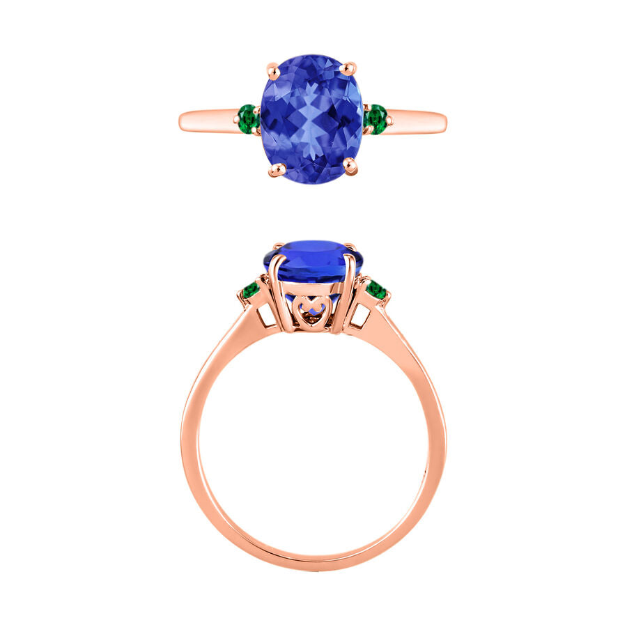 18K Rose Gold  AAA   Tanzanite ,  Colombian Emerald  Main Stone With Side Stone Ring 2.10 ct,  Gold Wt. 5.5 Gms  2.100  Ct. 8005518 3