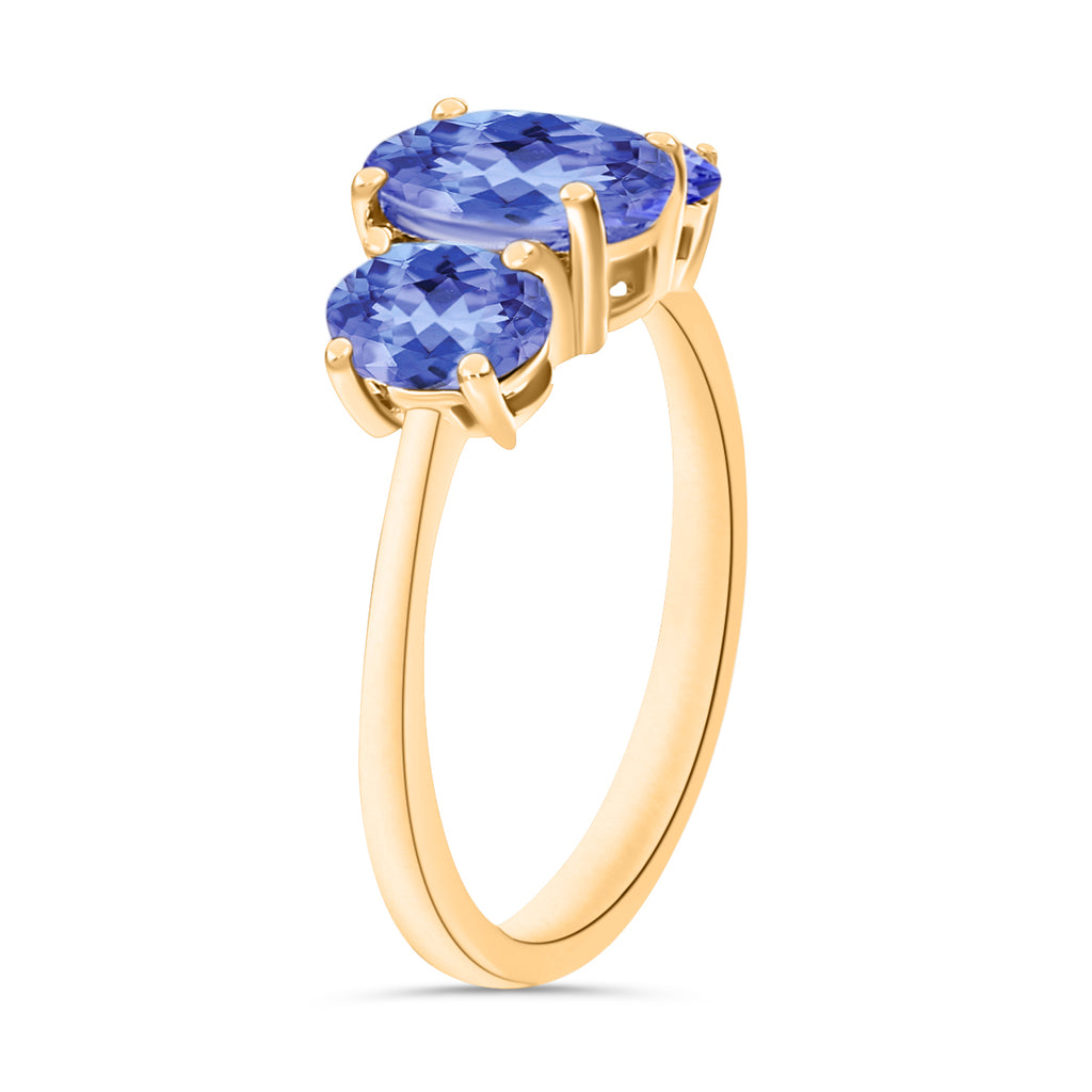 Tanzanite  3 Stone Ring in Vermeil YG Sterling Silver 2.31 ct  2.310  Ct._8006633_2