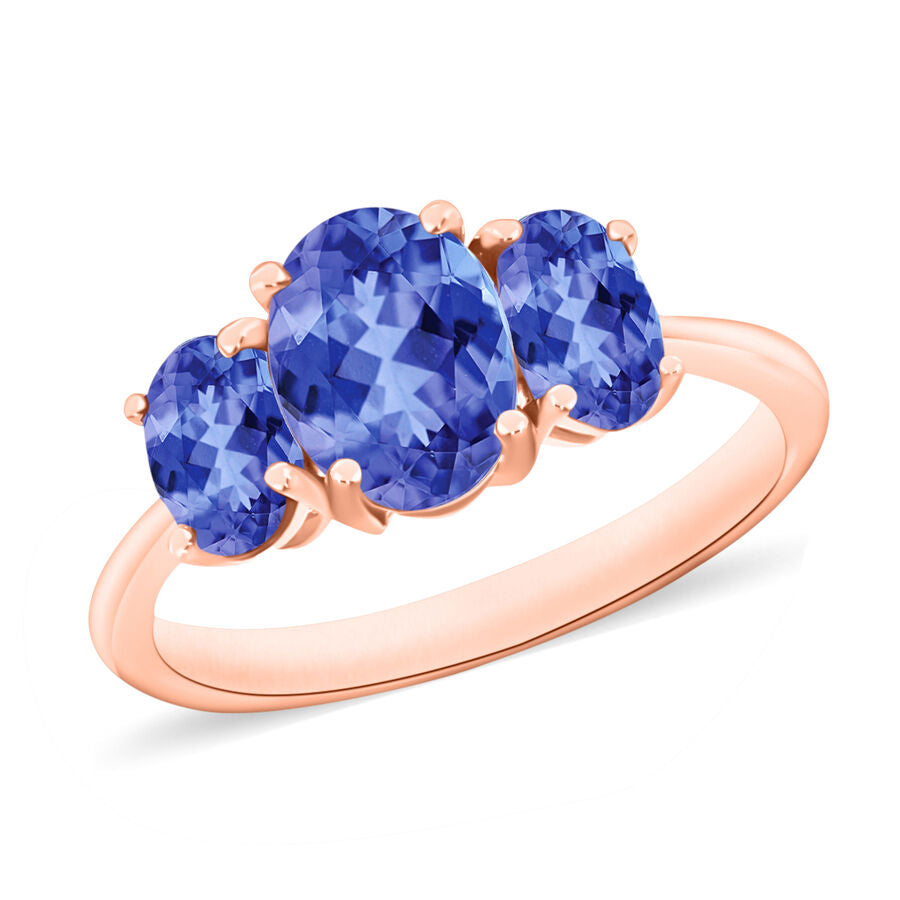 14K Rose Gold   Tanzanite  3 Stone Ring 2.31 ct,  Gold Wt. 4 Gms  2.310  Ct. 8006711 0