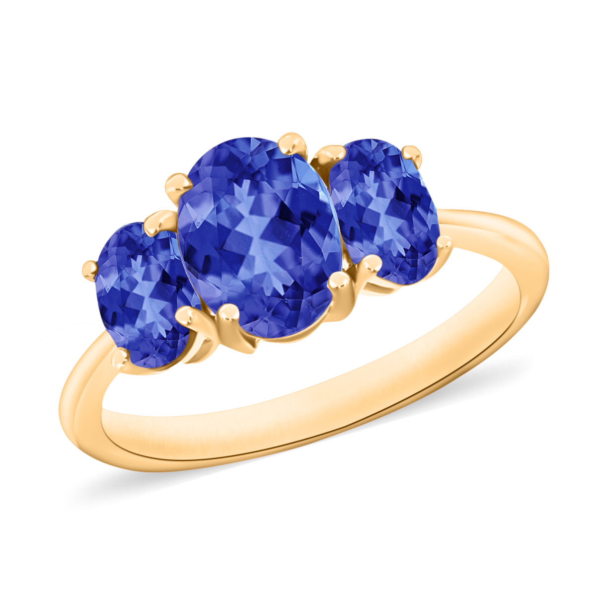 18K Yellow Gold Tanzanite 3 Stone Ring in Gold Wt. 5.5 grams, 2.310 Ct 8006738 0