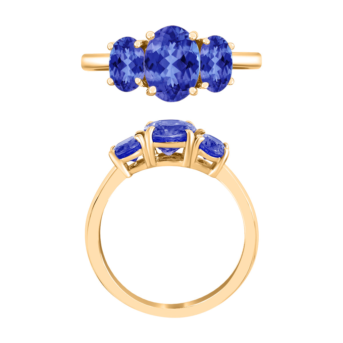 18K Yellow Gold Tanzanite 3 Stone Ring in Gold Wt. 5.5 grams, 2.310 Ct 8006738 3