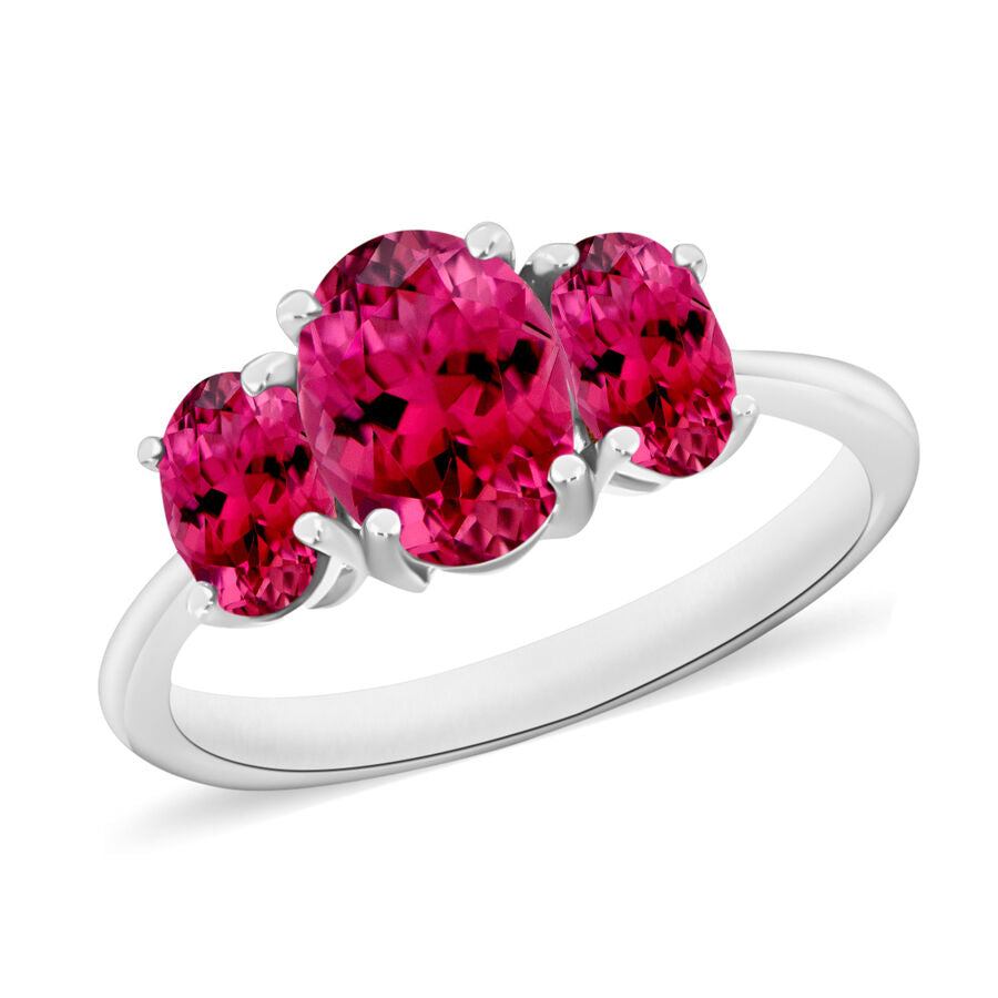 14K W Gold   Rubellite  3 Stone Ring 2.40 ct,  Gold Wt. 4 Gms  2.400  Ct. 8007000 0