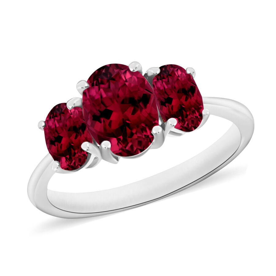 950 Platinum   Rubellite  3 Stone Ring 2.60 ct,  Platinum Wt. 5.5 Gms  2.600  Ct. 8007102 0