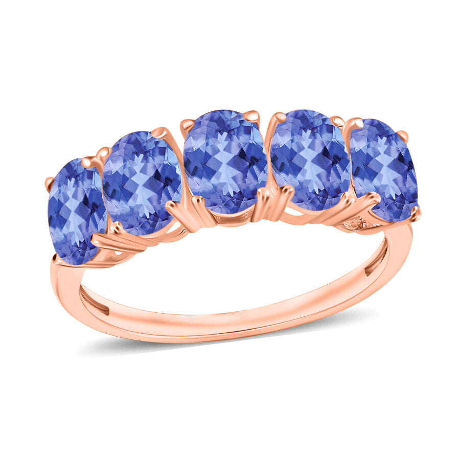 Tanzanite  5 Stone Ring in Vermeil RG Sterling Silver 2.25 ct  1.900  Ct. 8008003 0