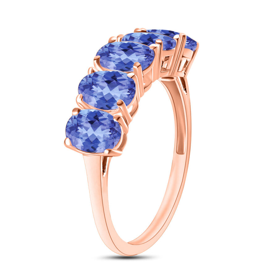Tanzanite  5 Stone Ring in Vermeil RG Sterling Silver 2.25 ct  1.900  Ct. 8008003 2