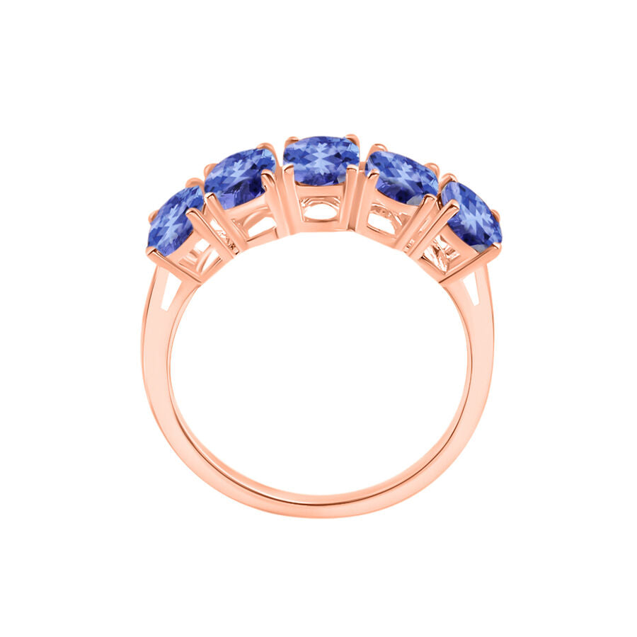 Tanzanite  5 Stone Ring in Vermeil RG Sterling Silver 2.25 ct  1.900  Ct. 8008003 3