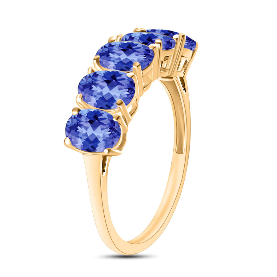 14K Yellow Gold   Tanzanite  5 Stone Ring 2.25 ct,  Gold Wt. 4 Gms  2.250  Ct. 8008037 2