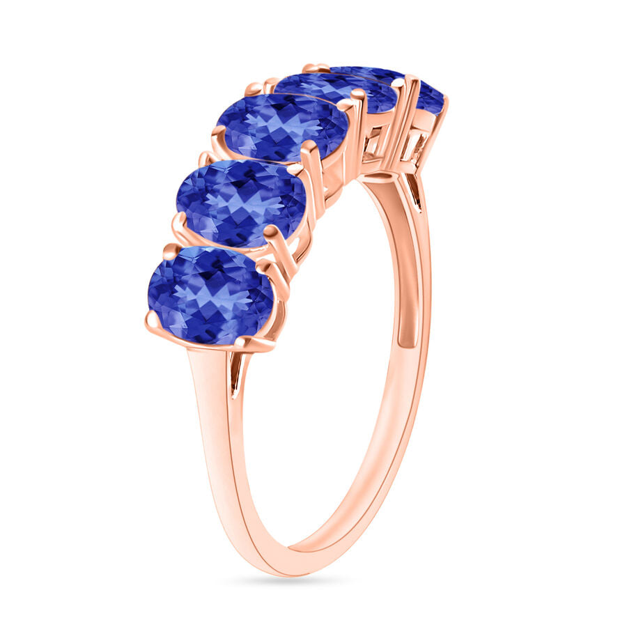 18K Rose Gold   Tanzanite  5 Stone Ring 4.00 ct,  Gold Wt. 5.5 Gms  4.000  Ct. 8008105 2