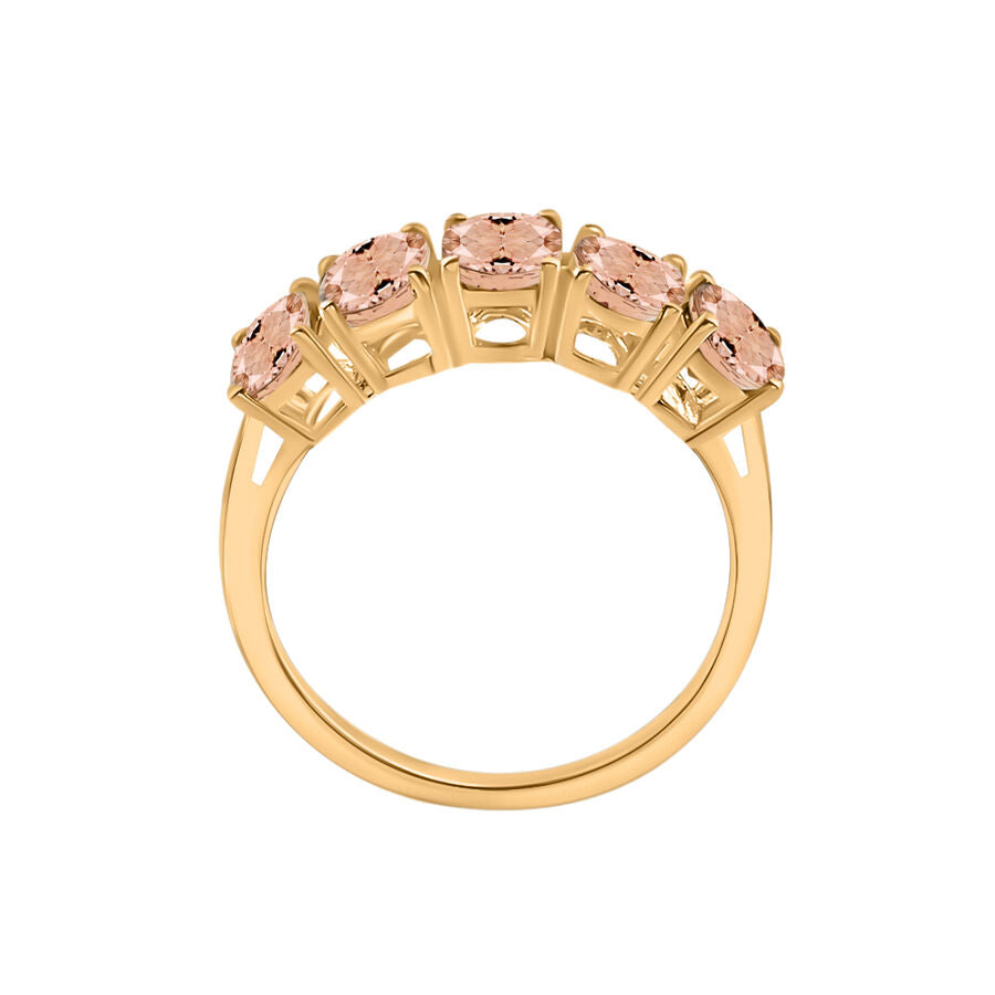Morganite  5 Stone Ring in Vermeil YG Sterling Silver 2.30 ct,  Silver Wt. 5 Gms  2.020  Ct. 8008156 3