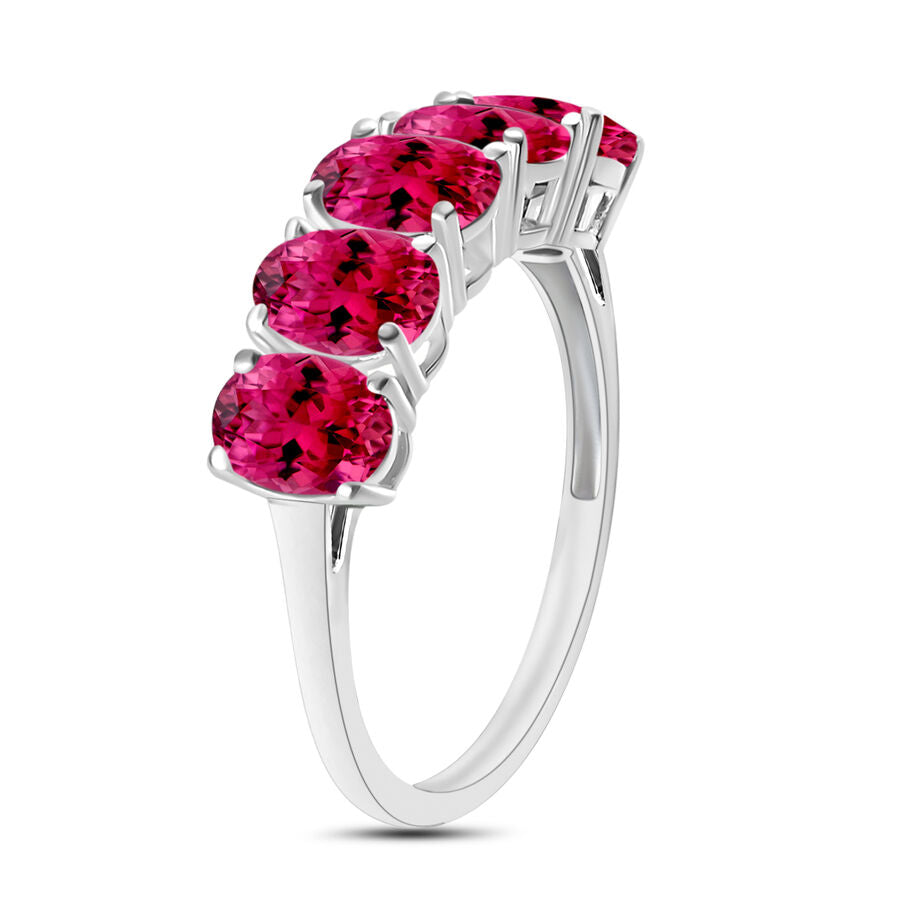 Rubellite  5 Stone Ring in Platinum Overlay Sterling Silver 3.00 ct  3.000  Ct. 8008292 2