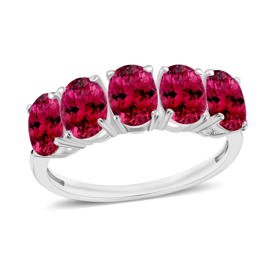18K W Gold   Rubellite  5 Stone Ring 5.00 ct,  Gold Wt. 5.5 Gms  5.000  Ct. 8008394 0