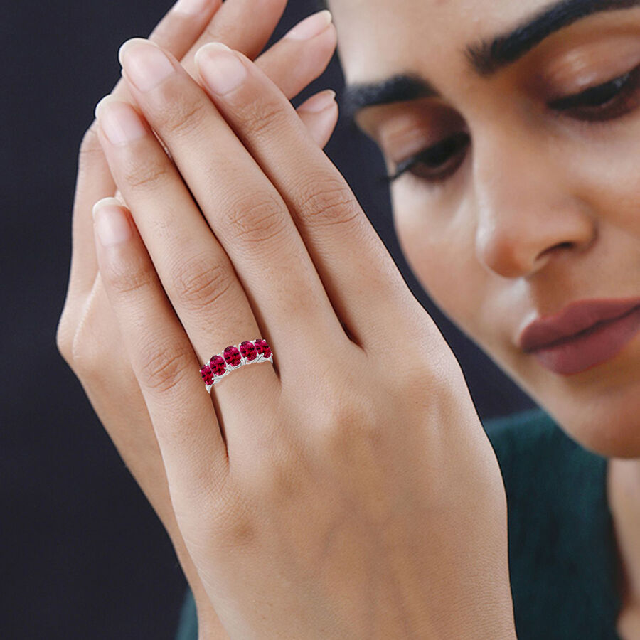 18K W Gold   Rubellite  5 Stone Ring 5.00 ct,  Gold Wt. 5.5 Gms  5.000  Ct. 8008394 1