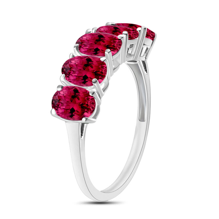 18K W Gold   Rubellite  5 Stone Ring 5.00 ct,  Gold Wt. 5.5 Gms  5.000  Ct. 8008394 2