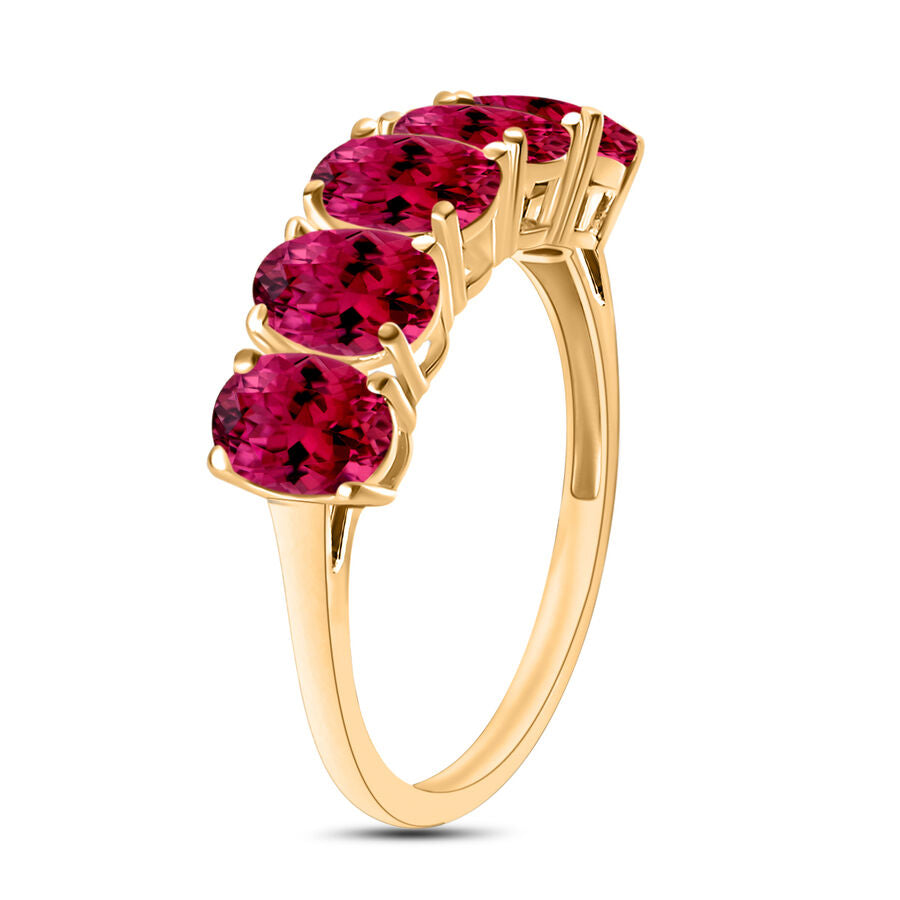 18K Yellow Gold   Rubellite  5 Stone Ring 5.00 ct,  Gold Wt. 5.5 Gms  5.000  Ct. 8008411 2