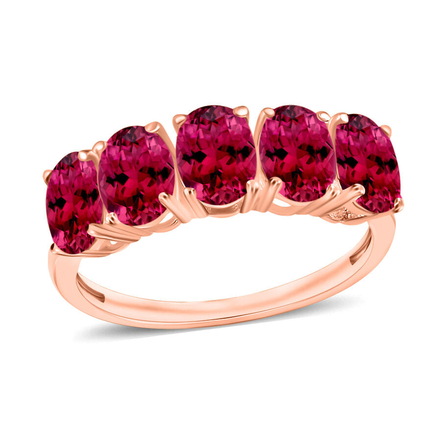 18K Rose Gold   Rubellite  5 Stone Ring 5.00 ct,  Gold Wt. 5.5 Gms  5.000  Ct. 8008428 0