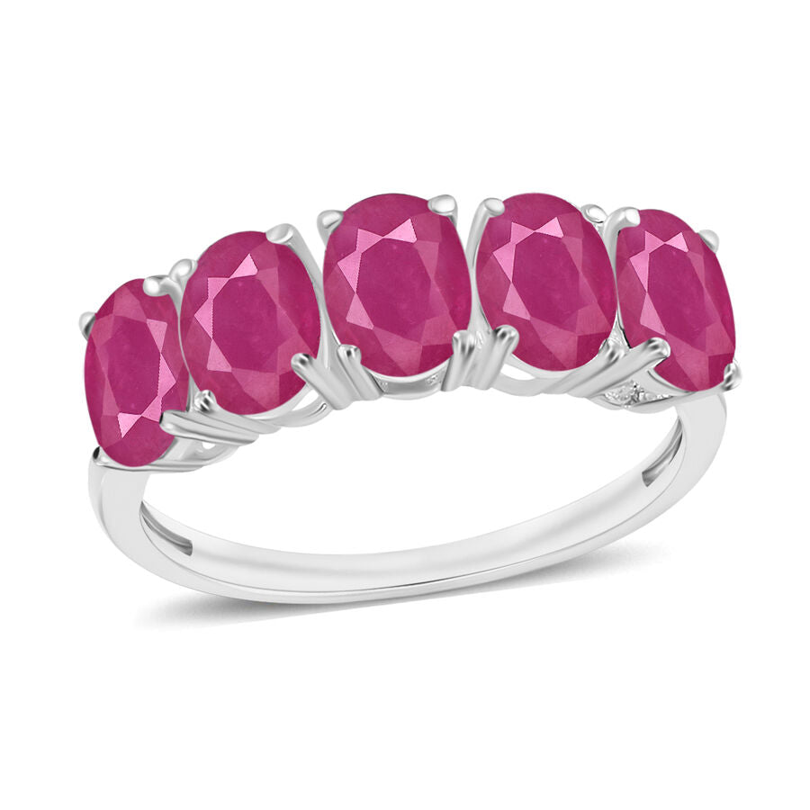 18K W Gold   Mozambique Ruby  5 Stone Ring 5.00 ct,  Gold Wt. 5.5 Gms  5.000  Ct. 8008564 0