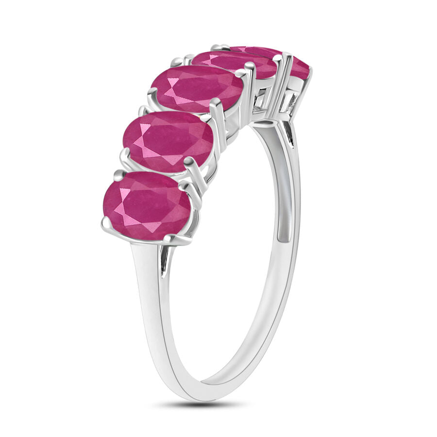 18K W Gold   Mozambique Ruby  5 Stone Ring 5.00 ct,  Gold Wt. 5.5 Gms  5.000  Ct. 8008564 2