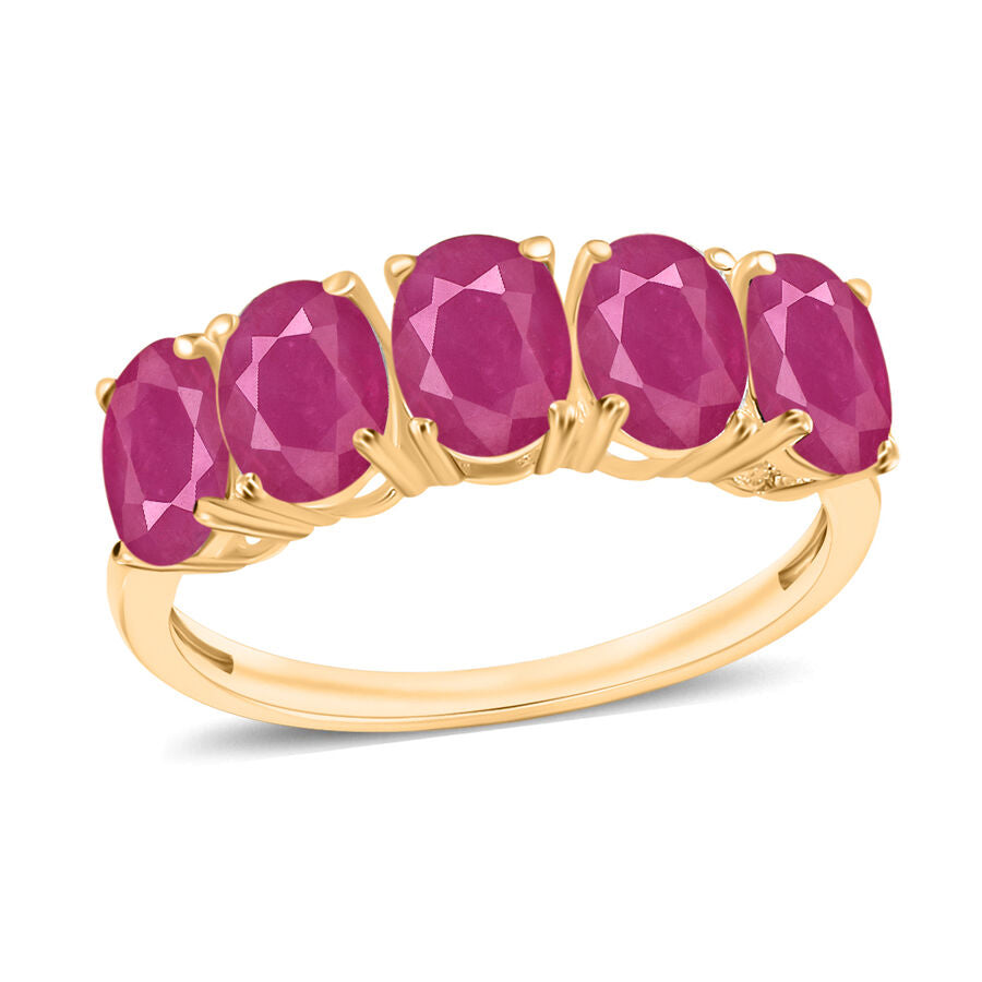 18K Yellow Gold   Mozambique Ruby  5 Stone Ring 5.00 ct,  Gold Wt. 5.5 Gms  5.000  Ct. 8008581 0