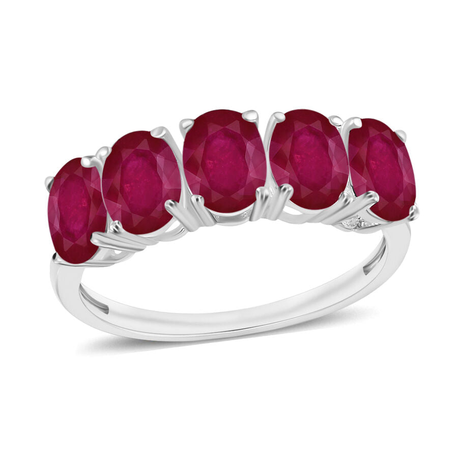 950 Platinum   Mozambique Ruby  5 Stone Ring 5.00 ct,  Platinum Wt. 5.5 Gms  5.000  Ct. 8008615 0