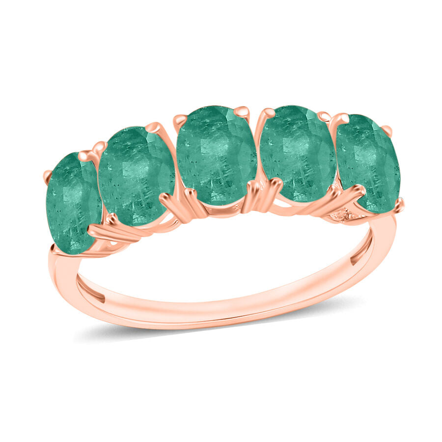 Zambian Emerald  5 Stone Ring in Vermeil RG Sterling Silver 2.30 ct  2.300  Ct. 8008666 0