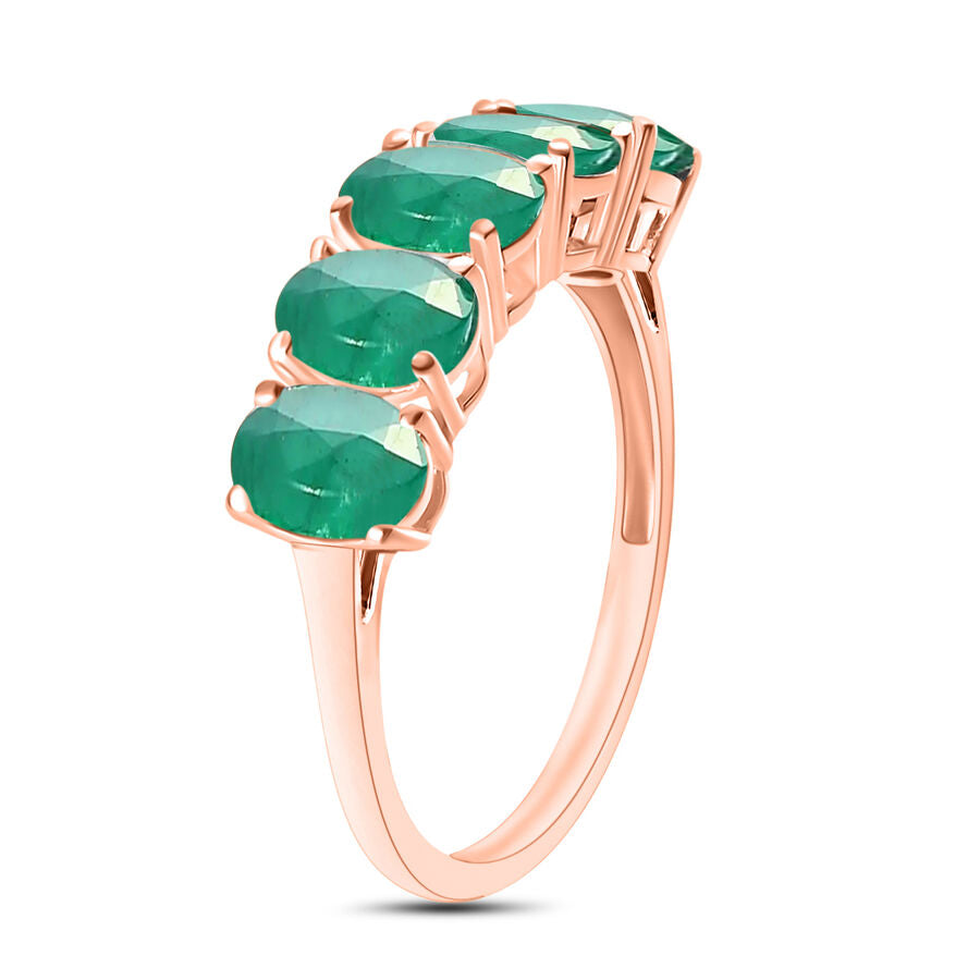 Zambian Emerald  5 Stone Ring in Vermeil RG Sterling Silver 2.30 ct  2.300  Ct. 8008666 2