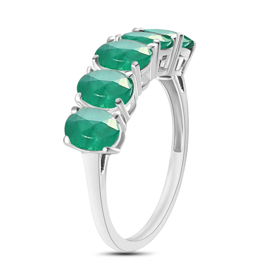 14K W Gold   Zambian Emerald  5 Stone Ring 2.30 ct,  Gold Wt. 4 Gms  2.300  Ct. 8008683 2