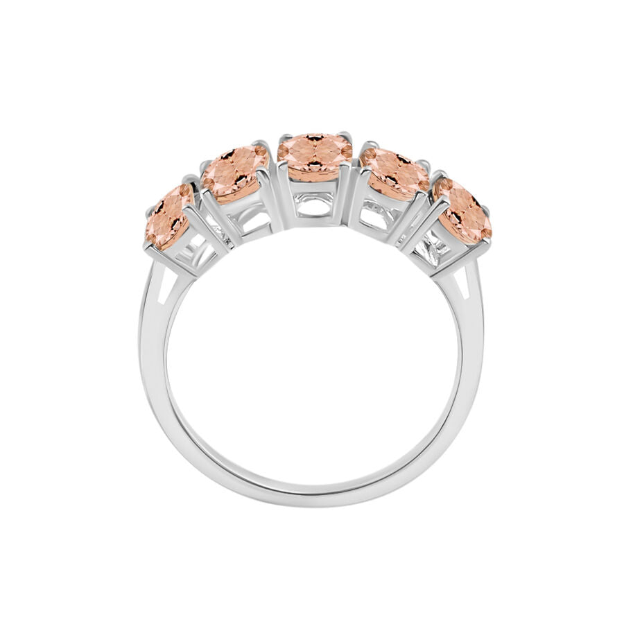 14K White Gold Pink Morganite 5 Stone Ring 8009023 3