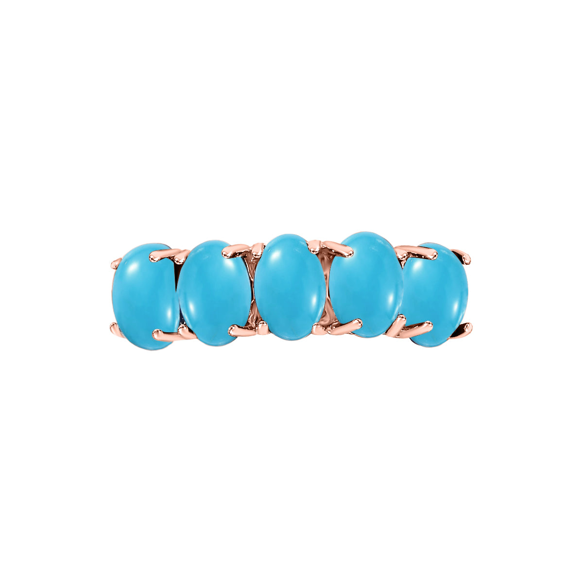 Sleeping Beauty Turquoise 5 Stone Ring in Vermeil Rose Gold Sterling Silver 2.50 Ct V32535691 4