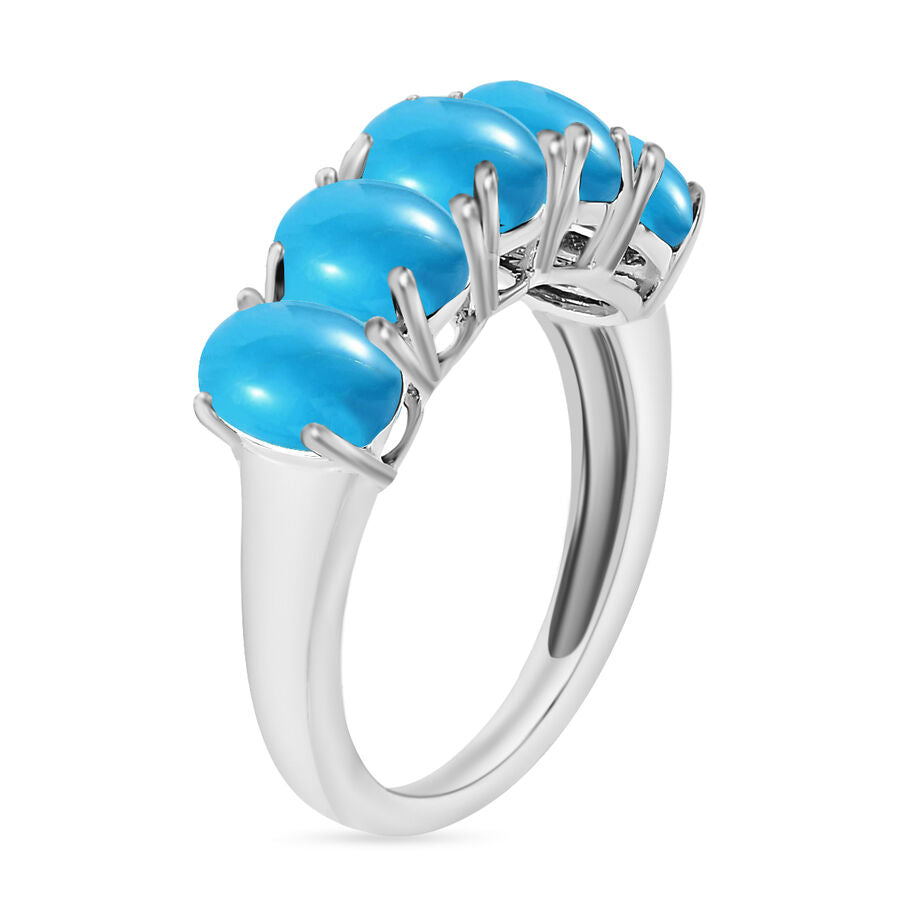 14K W Gold  AA   Sleeping Beauty Turquoise  5 Stone Ring 2.75 ct,  Gold Wt. 4 Gms  2.750  Ct. 8009193 2