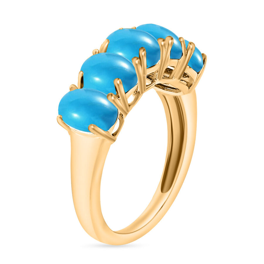 14K Yellow Gold  AAA   Sleeping Beauty Turquoise  5 Stone Ring 2.75 ct,  Gold Wt. 1 Gms  2.750  Ct. 8009210 2