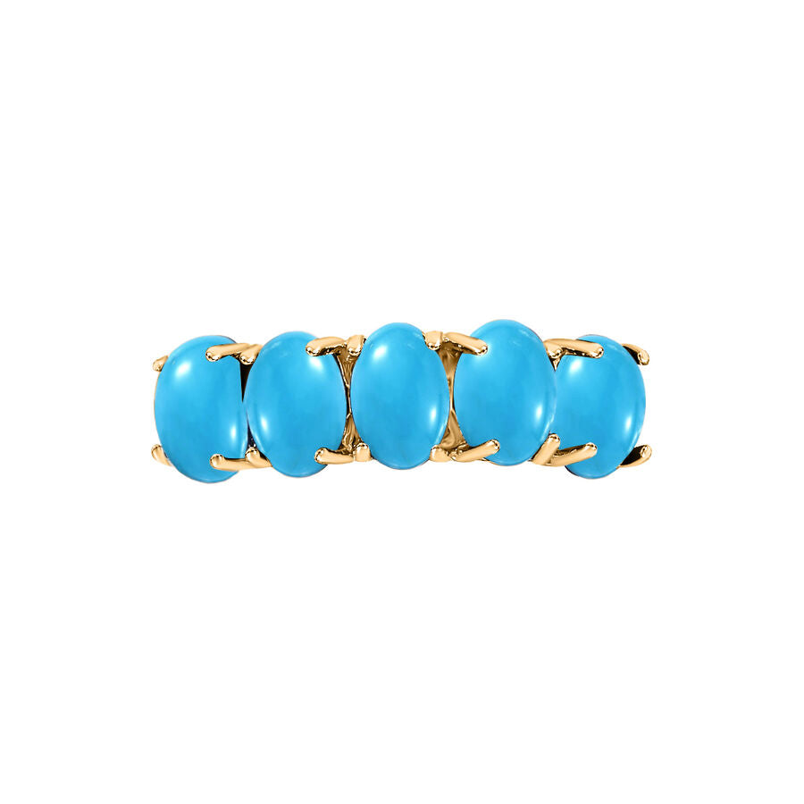 14K Yellow Gold  AAA   Sleeping Beauty Turquoise  5 Stone Ring 2.75 ct,  Gold Wt. 1 Gms  2.750  Ct. 8009210 3