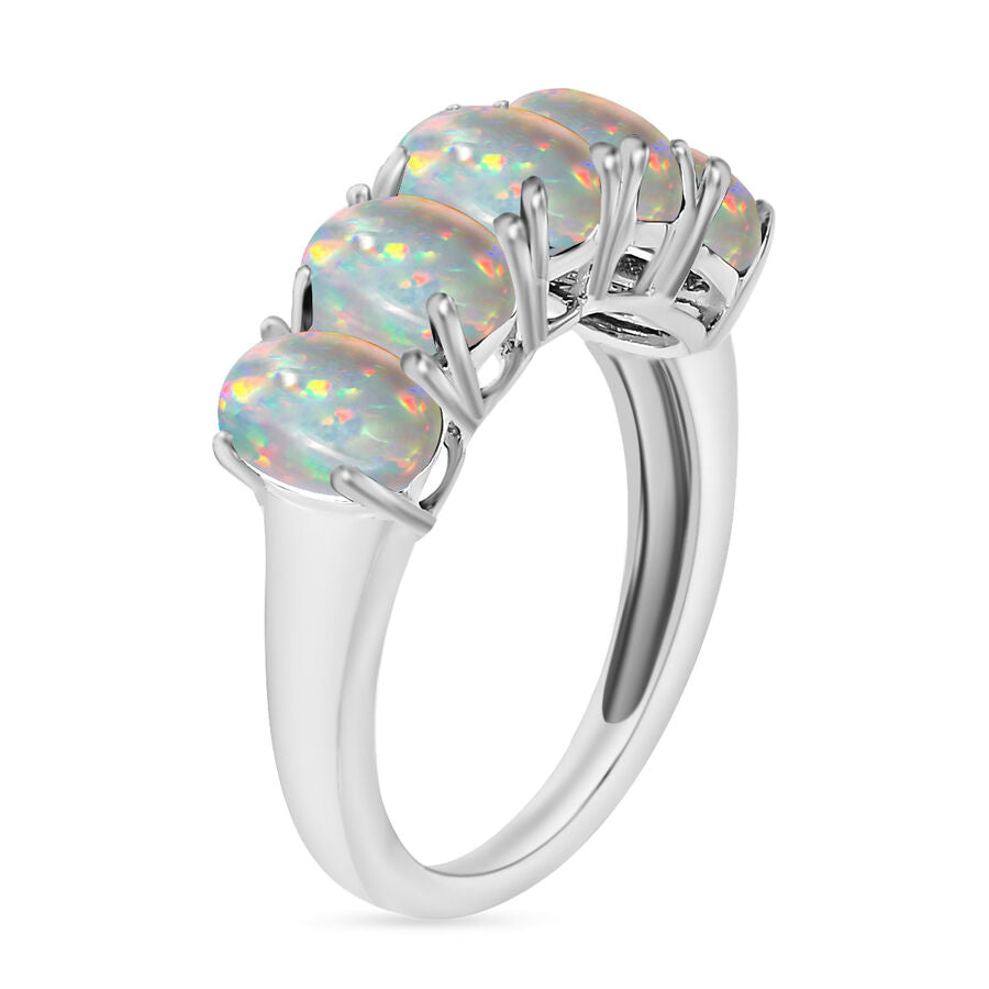 Ethiopian Opal  5 Stone Ring in Platinum Overlay Sterling Silver 1.50 ct  1.500  Ct. 8009312 2