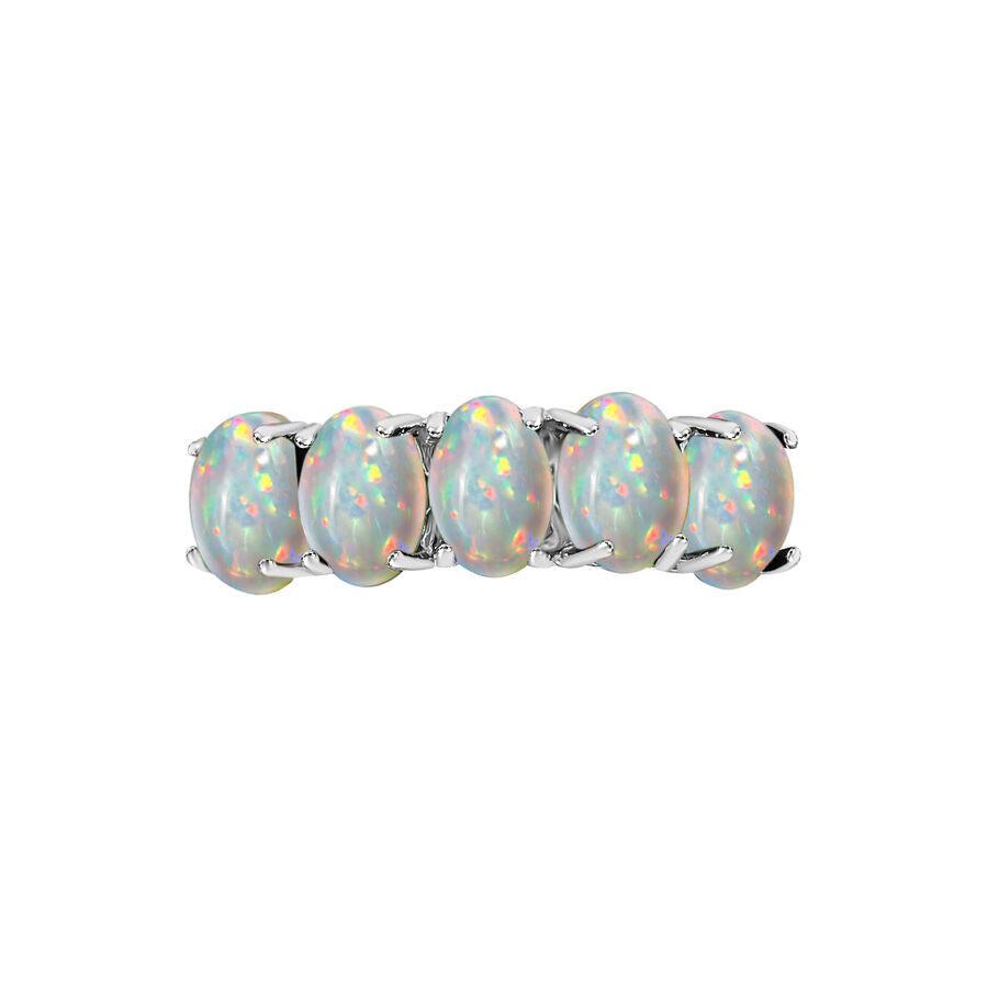 Ethiopian Opal  5 Stone Ring in Platinum Overlay Sterling Silver 1.50 ct  1.500  Ct. 8009312 3