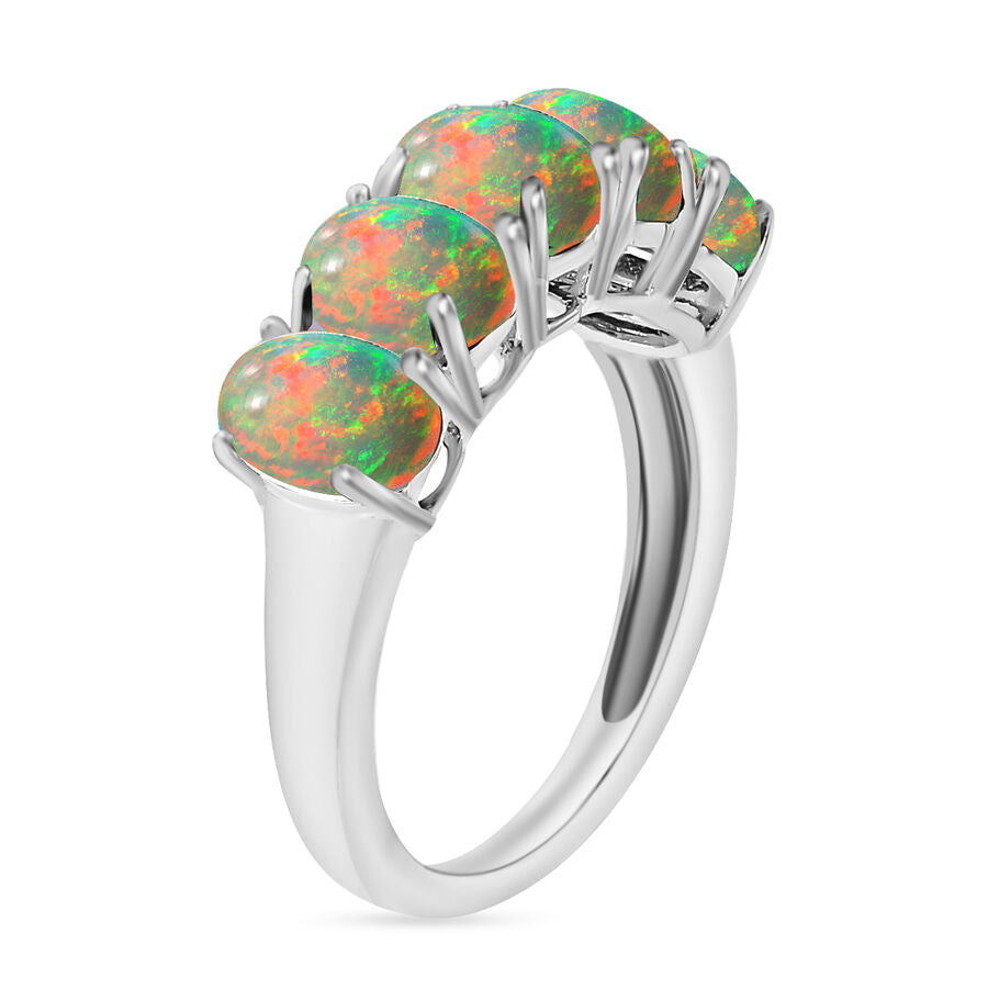 14K W Gold  AAA   Ethiopian Opal  5 Stone Ring 1.50 ct,  Gold Wt. 4 Gms  1.500  Ct. 8009363 2