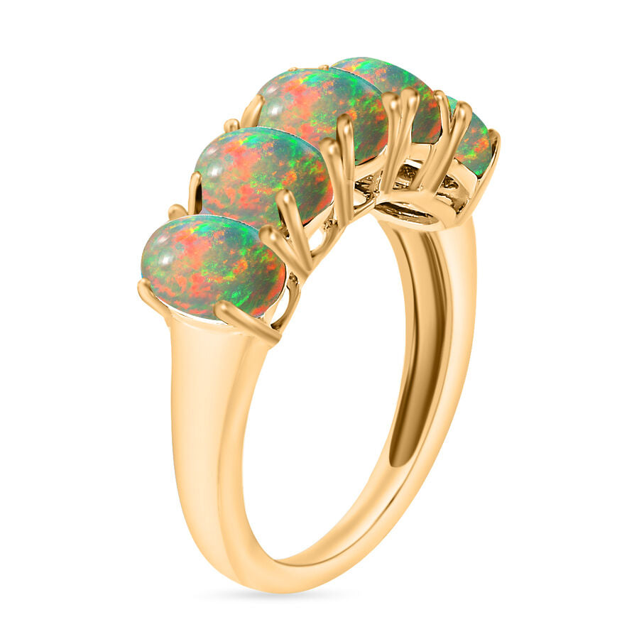 14K Yellow Gold  AAA   Ethiopian Opal  5 Stone Ring 1.50 ct,  Gold Wt. 4 Gms  1.500  Ct. 8009380 2